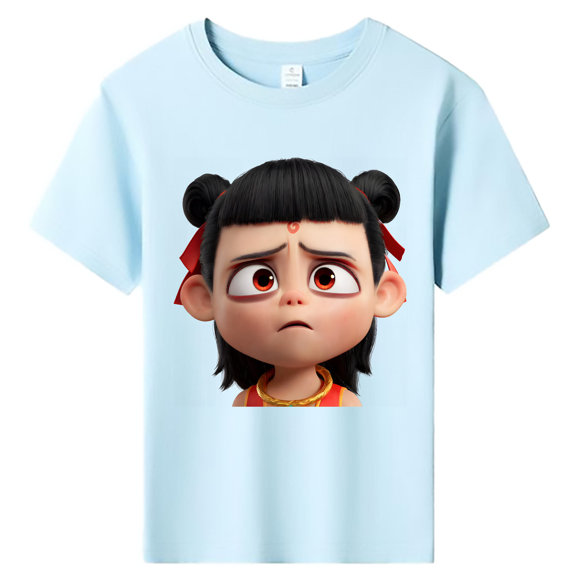 （画像用） Ne Zha 2 ナタ 魔童の大暴れ 綿100％キッズTシャツ（フロントプリント）